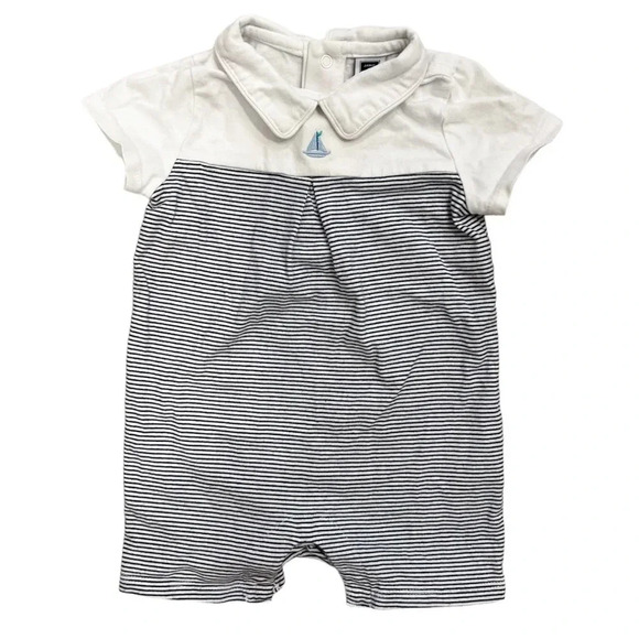 Janie and Jack Sailboat Embroidered Infant Romper - Picture 1 of 8